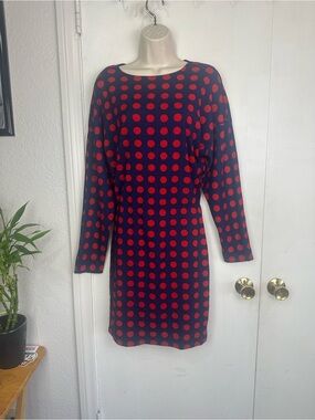 Zara Navy Dress with Red Polka Dots